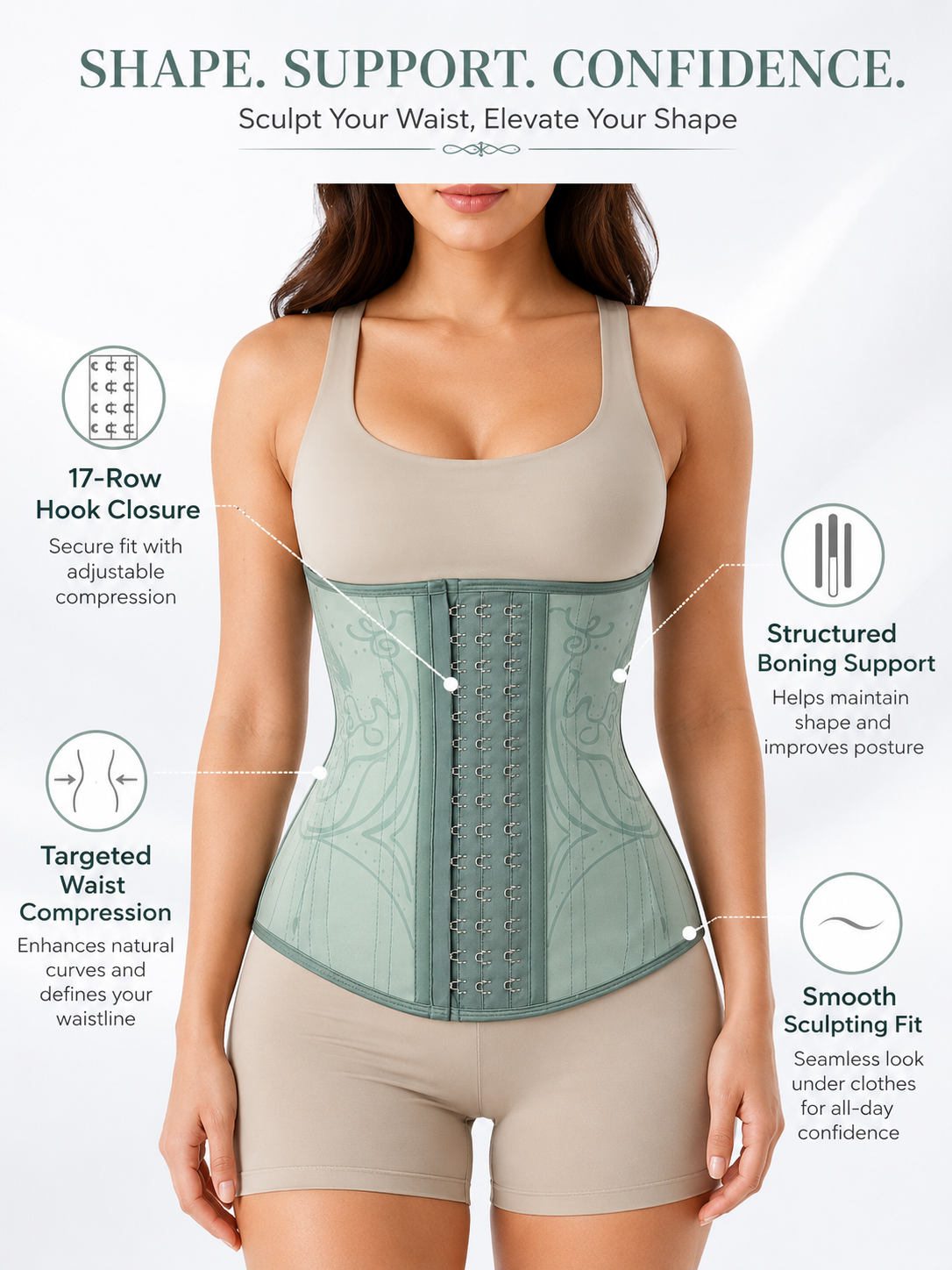 Women’s Waist Trainer Corset with Built-In Boning