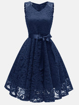 Sleeveless lace party dress - View 15 | Lwiis