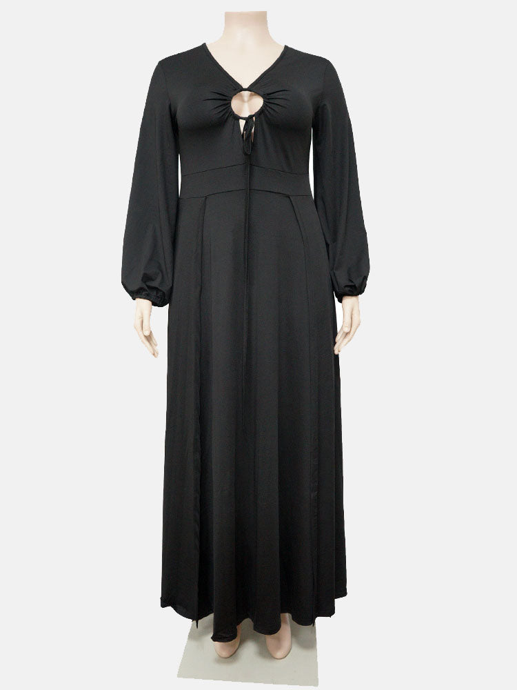 Maxi dress with V-neck and side slit - View 9 | Lwiis