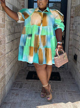 Tie Dye Ruffle Shirt Dress - View 9 | Lwiis