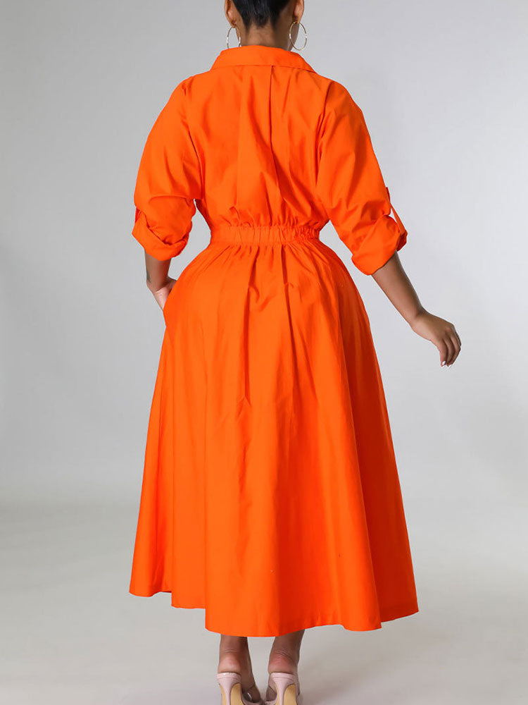 Solid button-down shirt dress - View 9 | Lwiis
