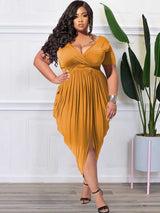 Ruched V-Neck Midi Dress - View 22 | Lwiis