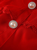 Off Shoulder Mesh Pearl Button Dress - View 11 | Lwiis