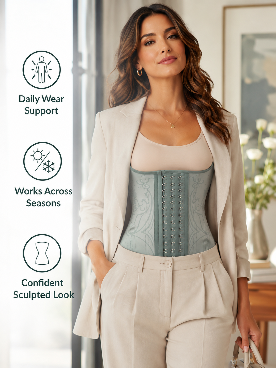 Women’s Waist Trainer Corset with Built-In Boning