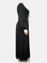 Maxi dress with V-neck and side slit - View 10 | Lwiis