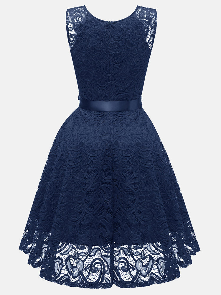 Sleeveless lace party dress - View 17 | Lwiis