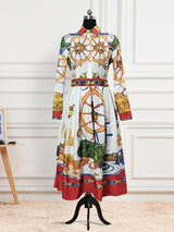 nautical print shirt dress displayed on a mannequin