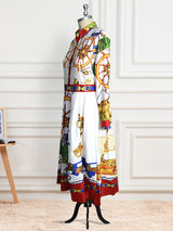 White printed midi shirt dress - View 6 | Lwiis