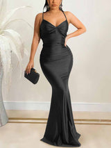 Green Spaghetti Strap Lace Up Maxi Dress - View 14 | Lwiis
