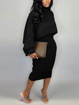 Knitted turtleneck sweater and midi dress set - View 24 | Lwiis