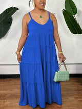 Maxi dress with spaghetti straps and V-neckline - View 12 | Lwiis