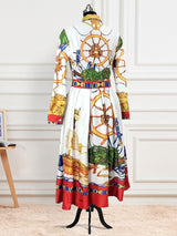 White printed midi shirt dress - View 7 | Lwiis