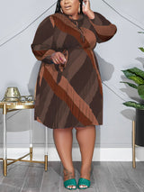 Pleated Tie Neck Dress - View 6 | Lwiis