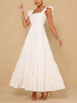 Sleeveless square neck A-line maxi dress - View 10 | Lwiis