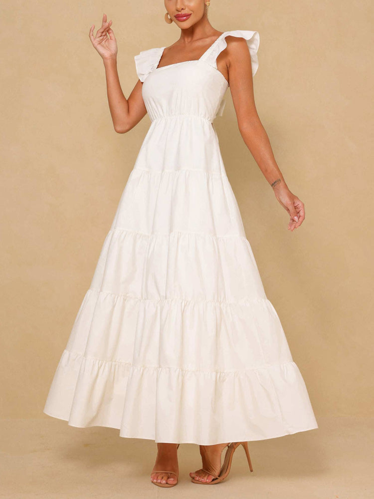 Sleeveless square neck A-line maxi dress - View 10 | Lwiis