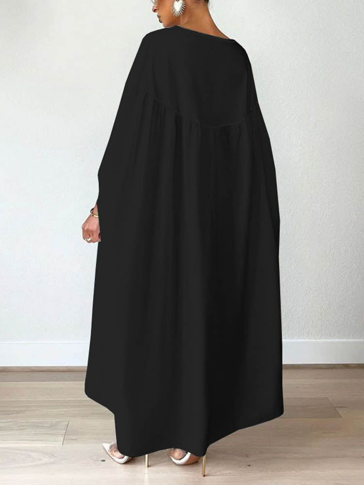 A woman wearing a casual batwing sleeve maxi dress - View 6 | Lwiis