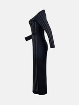 Elegant long sleeve rhinestone party dress - View 6 | Lwiis