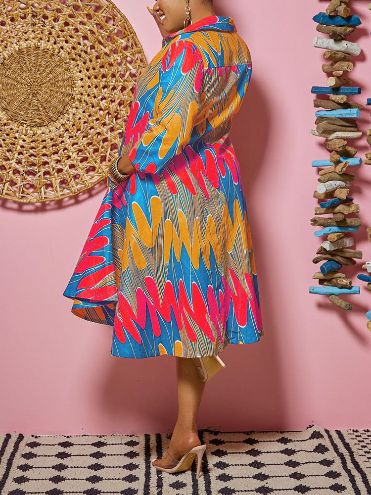 Printed A-Line Midi Dress - View 6 | Lwiis