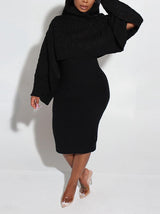 Knitted turtleneck sweater and midi dress set - View 23 | Lwiis