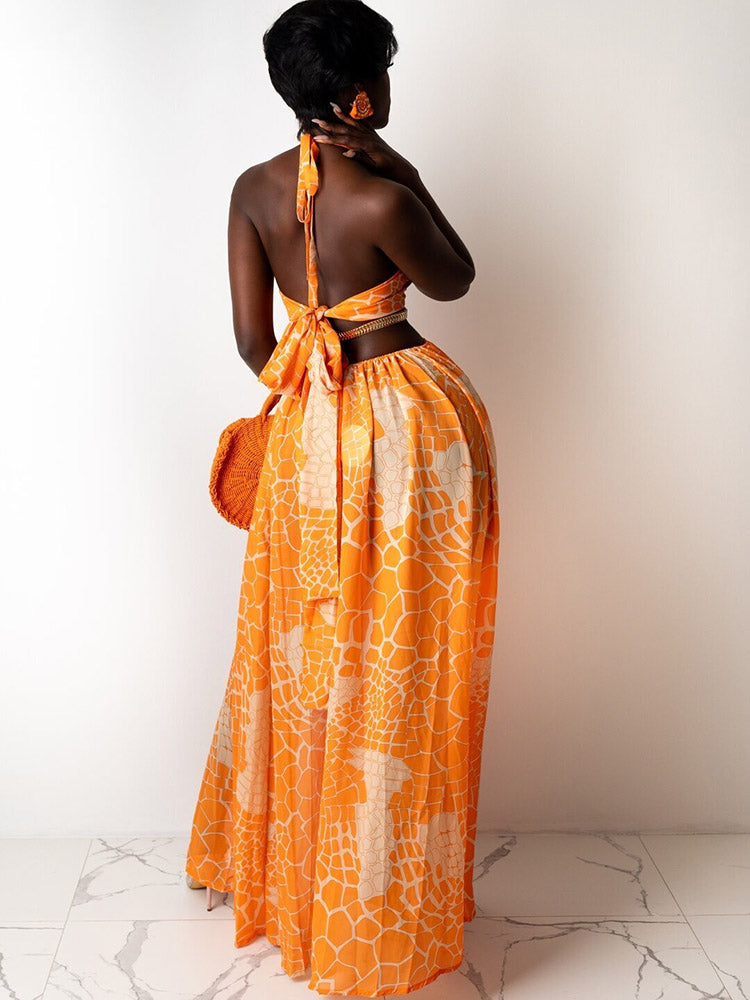 Maxi Halter Dress with Ring Detail - View 10 | Lwiis