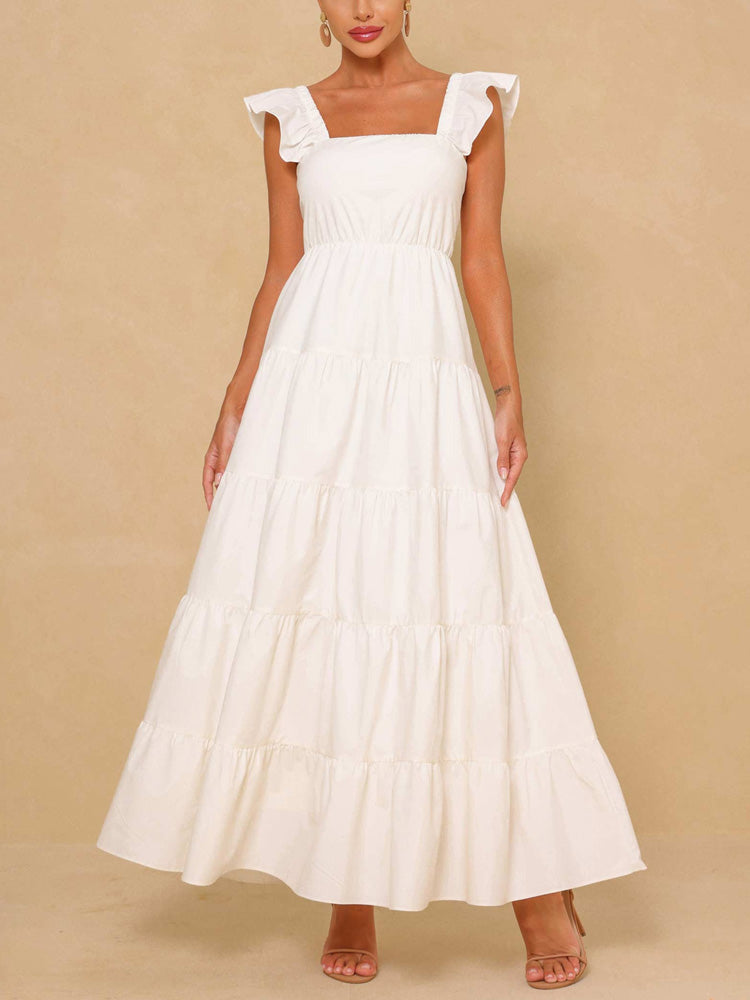 Sleeveless square neck A-line maxi dress - View 9 | Lwiis