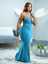Mermaid halter neck maxi dress - View 18 | Lwiis