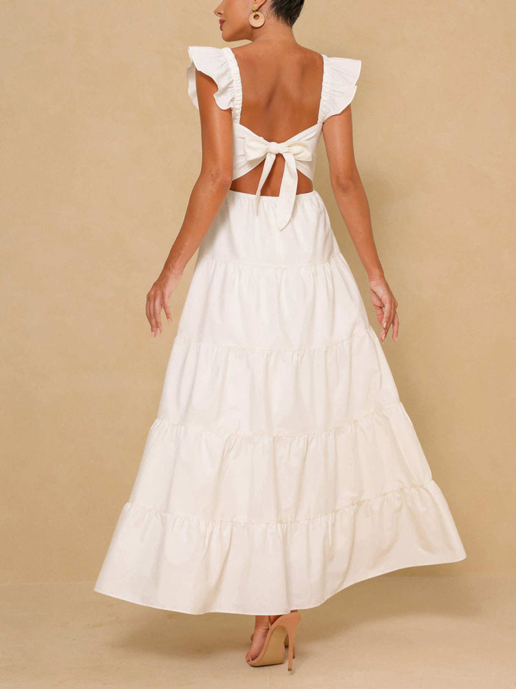 Sleeveless square neck A-line maxi dress - View 11 | Lwiis