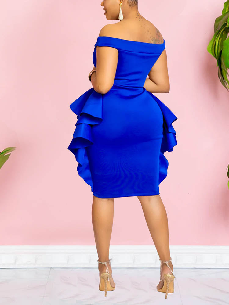 Off Shoulder Ruffle Midi Dress - View 10 | Lwiis
