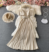 Off shoulder flowing A-line maxi dress - View 9 | Lwiis