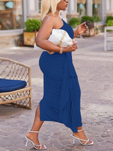 One Shoulder Ruffle Midi Dress - View 12 | Lwiis