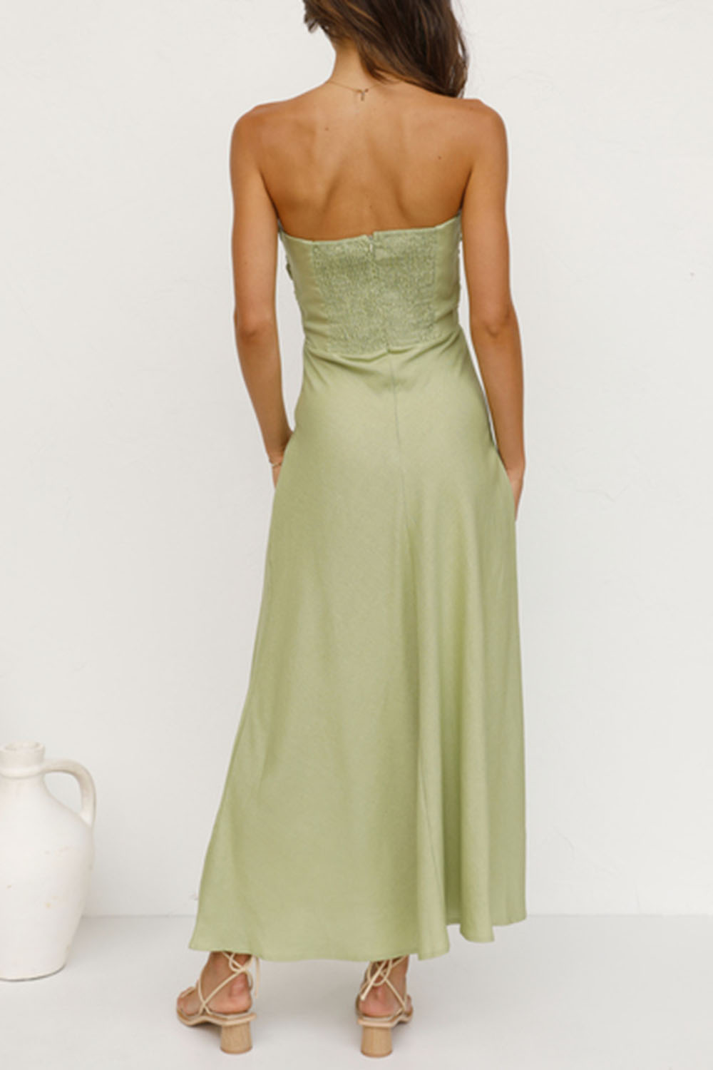 Strapless maxi dress with sweetheart neckline and twisted bust detail - View 6 | Lwiis