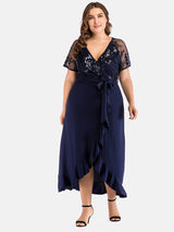 V-neck ruffle maxi dress - View 6 | Lwiis