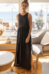 Stone Wash Side Slit Maxi Dress - View 6 | Lwiis