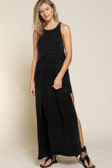 Stone Wash Side Slit Maxi Dress - View 8 | Lwiis