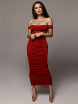 Velvet ruched midi dress - View 9 | Lwiis