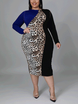 Colorblock Leopard Midi Dress - View 10 | Lwiis