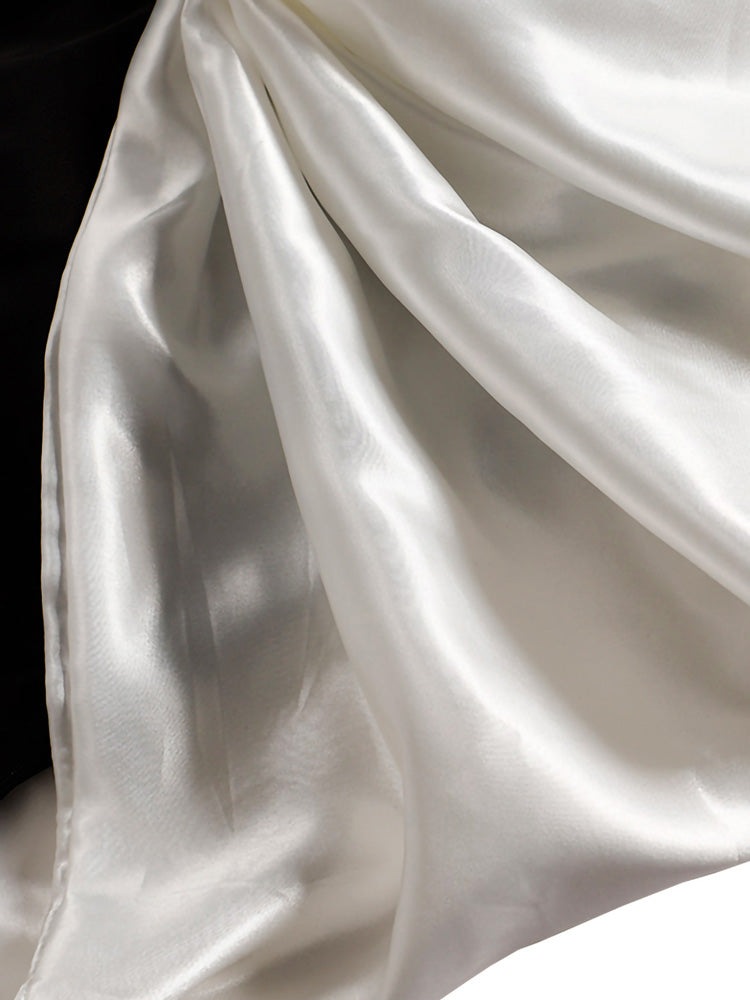 Off Shoulder Satin Mini Dress with Bow - View 6 | Lwiis