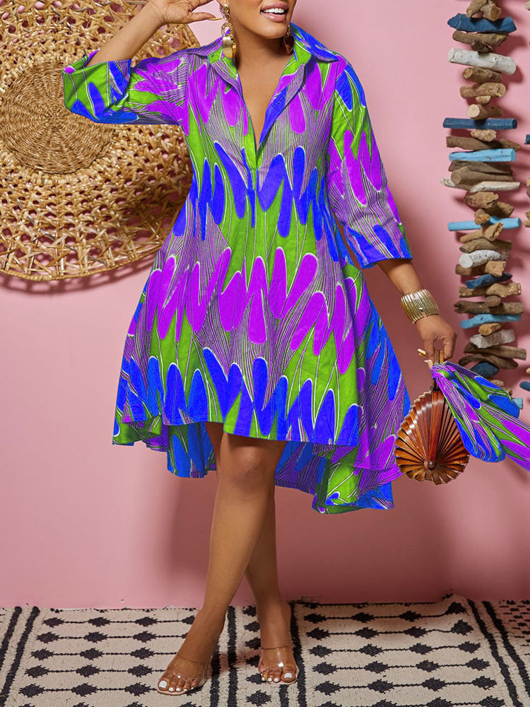 Printed A-Line Midi Dress - View 8 | Lwiis
