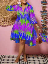 Printed A-Line Midi Dress - View 8 | Lwiis