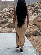 One shoulder maxi dress with high slit - View 8 | Lwiis