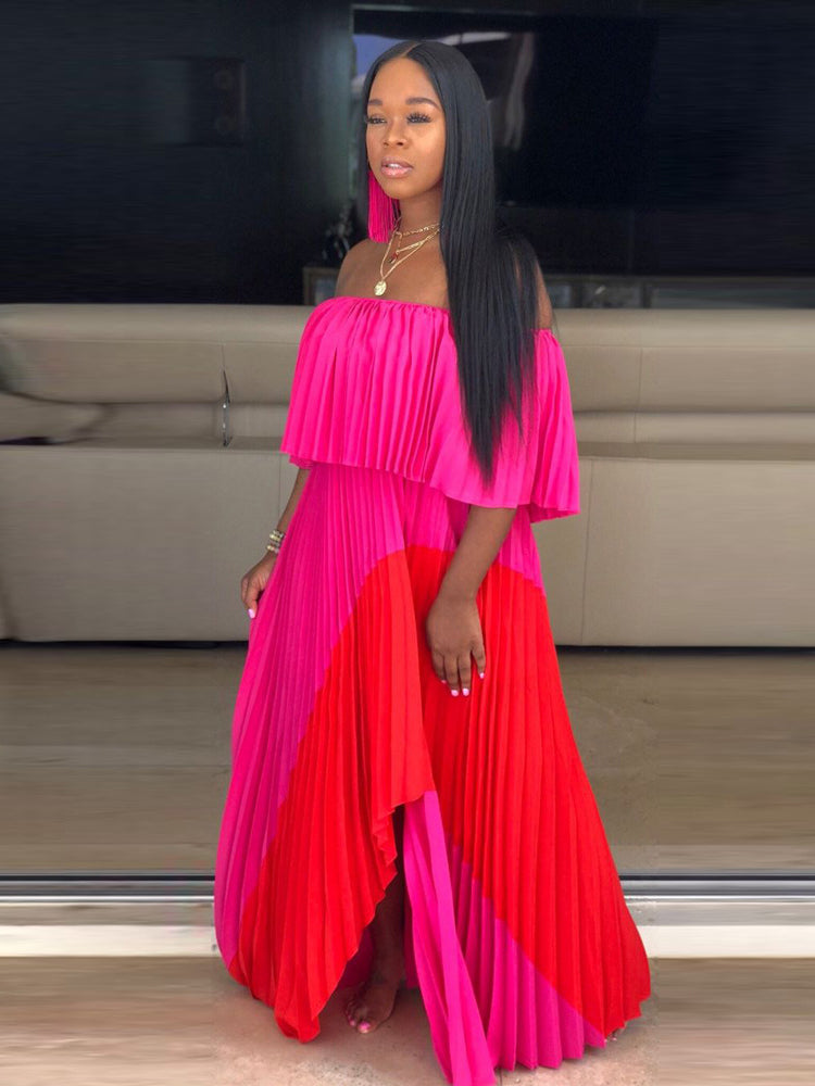 Off Shoulder Pleated Maxi Dress - View 10 | Lwiis