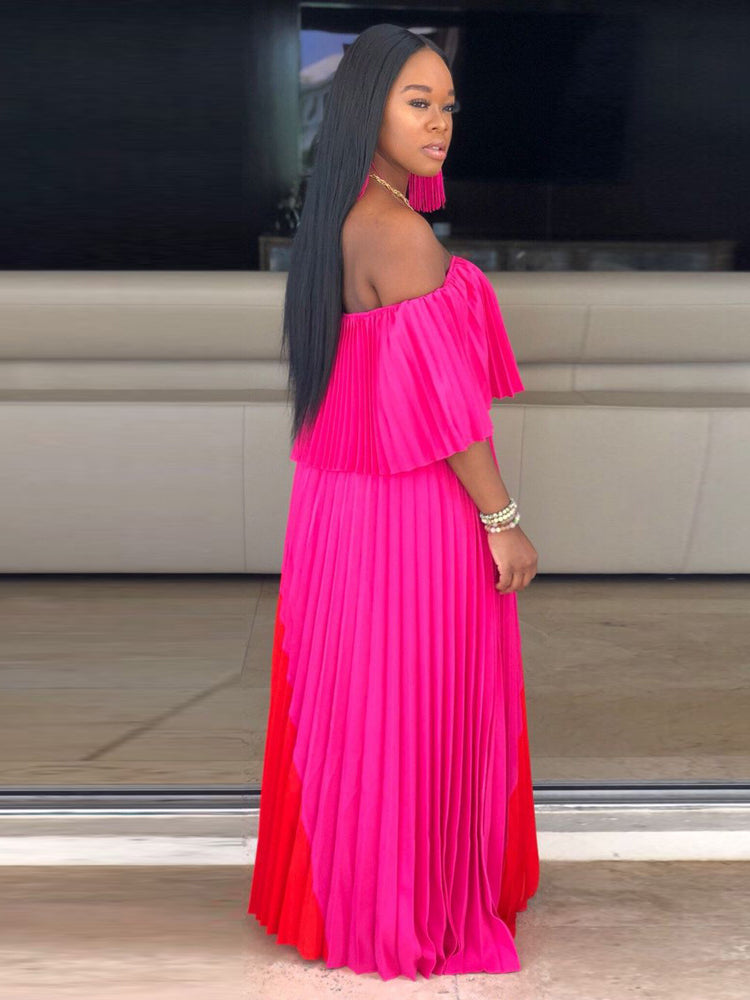 Off Shoulder Pleated Maxi Dress - View 11 | Lwiis