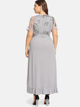 V-neck ruffle maxi dress - View 7 | Lwiis