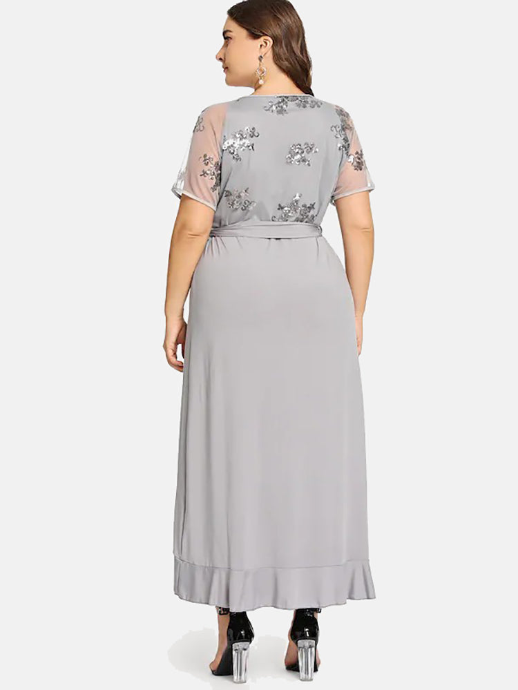 V-neck ruffle maxi dress - View 7 | Lwiis