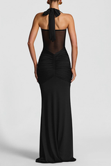 Halter neck maxi dress with ruched waist detail - View 7 | Lwiis
