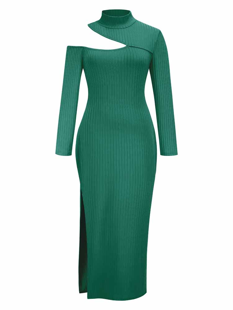 Elegant cut out maxi dress with high slit - View 10 | Lwiis