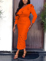Elegant one shoulder lace dress - View 9 | Lwiis