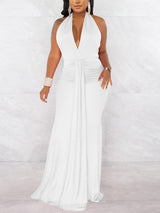 Elegant halter neck ruched maxi dress - View 11 | Lwiis