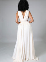 Sleeveless V-neck maxi dress with waist cut-outs and a high slit - View 6 | Lwiis