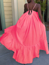 Spaghetti strap maxi dress with ruffled hem - View 21 | Lwiis